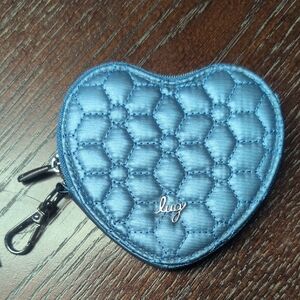 Brand New Lug Quilted Heart Coin Pouch in Metallic Blue Moon!